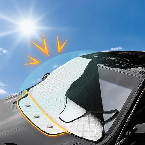 FREESOO Sonnenschutz Auto Frontscheibe, Scheibenabdeckung Auto Frontscheibe Magnetisch Faltbar gegen Anti-UV, Staub, Sonne, kompatible mit Die meisten Modelle 145X115CM