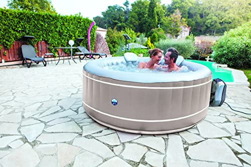 NetSpa - Whirlpool aufblasbar TÜV geprüft, SPA Selbstaufblasend, beheizter Pool Outdoor & Indoor (Whirlpool Canyon 4 Personen 168x168x70cm) ('Whirlpool SANTORIN 4 Personen Ø175x70cm)