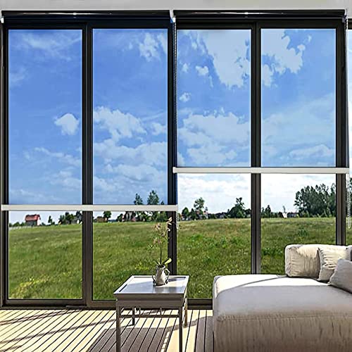 LAIDEPA Rollo Rollos, Fenster Rollos Für Innen, Sonnenschutz Reflektierend Rollo, Einwegspiegel Privatsphäre Tagsüber Rollo, 135x100cm/53.2x39.4in