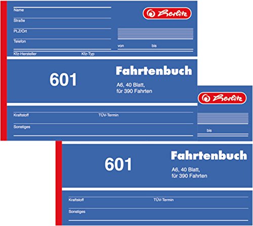 Herlitz Fahrtenbuch A6, 40 Blatt (2 Stück, DIN A6)