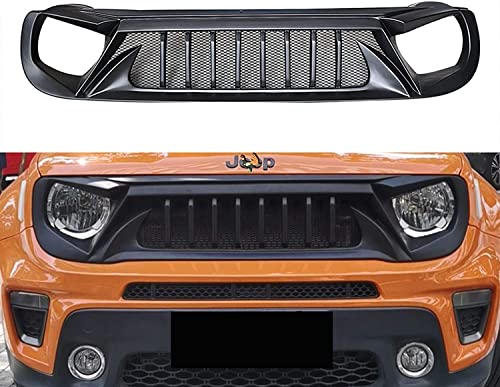 Jufjsfy Auto Front Kühlergrille für J-eep Renegade 2015-2018/2019-2021 Schwarz,ABS-Lufteinlassgrill StoßStange Kühlergitter Styling Ersatz Tuning Zubehör,2015-2018