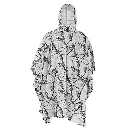 Camouflage Rain Poncho, Outdoor Multifunktions-Militärschneeregenmantel, wasserdichter, leichter Camouflage-Regenmantel für Campingjagd im Freien