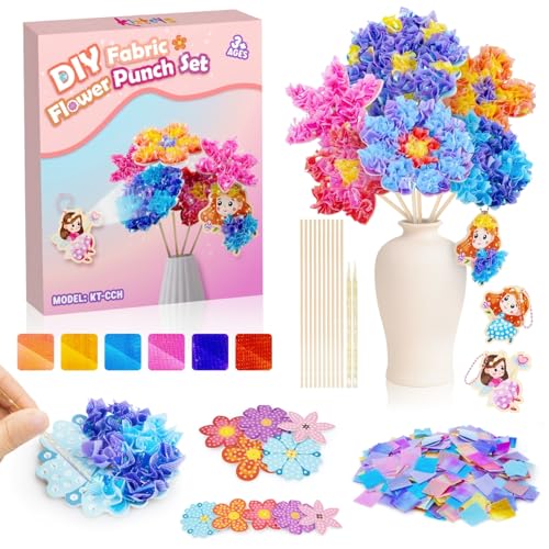 Kiztoys Bastelset Kinder ab 6-4-5 Jahre Basteln Mädchen 8 10 6 5 7 Jahre, Blumen Bastelkoffer Blumenstrauß mit Pailletten Kreativ Set für Mädchen Kindergeburtstag Geburtztag Geschenk für 3-12 Jahre
