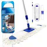 60 cm großer flacher Wischmopp, industrielles Mopp-Set mit saugfähigem Baumwoll-Bodenwischer und 77 cm,133 cm Teleskop-Wischmopp-Griff, Bodenkehrer für Lager, Hotel und Hausreinigung