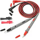 Retoo Messleitungen mit silikonisolierten für Multimeter, Schwarz und Rot, Multimeter Kabel, Prüfkabel Set, Verlängerungskabeln, elektronisches Zubehör Set, Flexibele, Multimeter Zubehör, 107 cm Lange