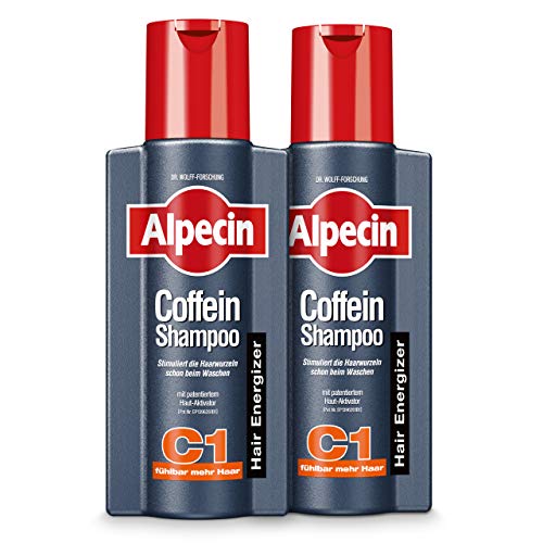 Alpecin Coffein-Shampoo C1-2 x 250 ml - Gegen erblich bedingten Haarausfall | Fühlbar mehr Haar | Stärkt Haarwurzeln und Haarwuchs | Haarpflege für Herren made in Germany