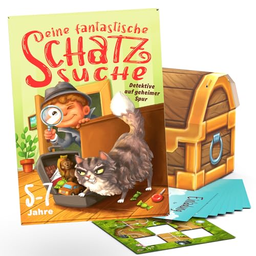 Deine fantastische Schatzsuche – Schnitzeljagd Spiel für 1 bis 7 Kinder von 5 bis 7 Jahren – Komplettset/Kindergeburtstag Spiele/Schnitzeljagd Kinder - Detektive auf geheimer Spur