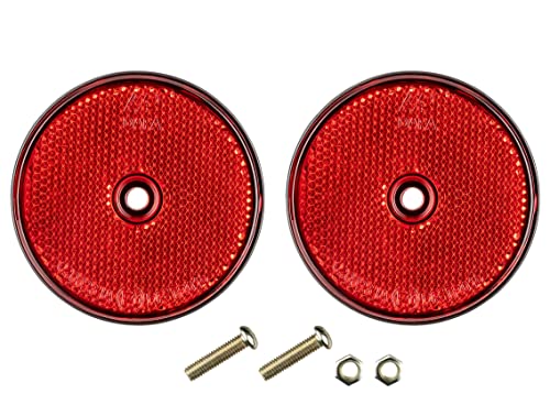 2er Set Reflektor Rund Rot 70mm ø Rückstrahler Katzenauge Pkw Anhänger E-Prüfzeichen mit Schrauben