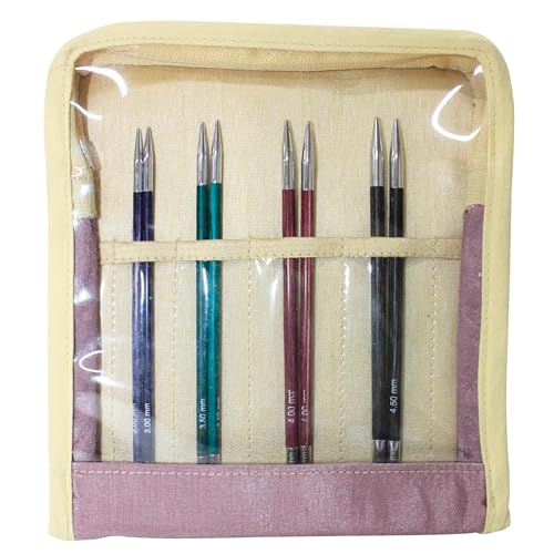 KnitPro K29301 Rundstricknadeln Set, Holz/Messing, Mehrfarbig, 15 x 22 x 2 cm