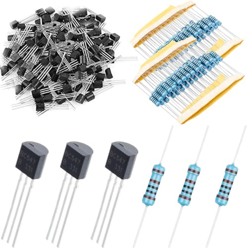 Youmile 100 Stück Transistor BC547 BC547B TO-92 NPN-Transistor 50 V 0,1 A 100 mA 625 mW mit 100 Stück 1 K 1/2 W Ohm Widerstand für elektronische Schaltung