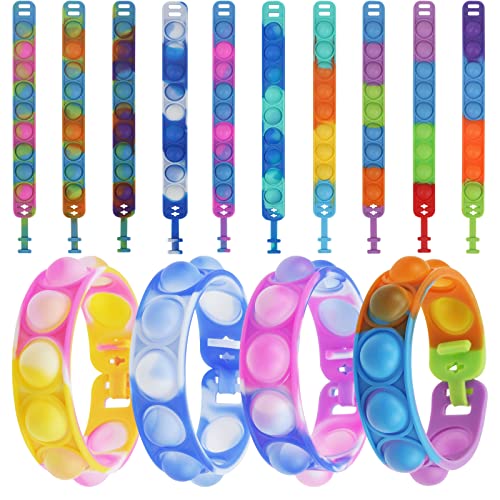 10 Stück Popit Armband Set, Bubble Fidget Armband Spielzeug,Zappelspielzeug Armband, Für Kinder Erwachsene