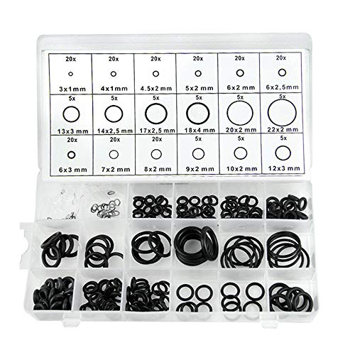 Dichtungsringe für Waschbecken, Dichtungsringe, Gummi, Schwarz, 225 Stück