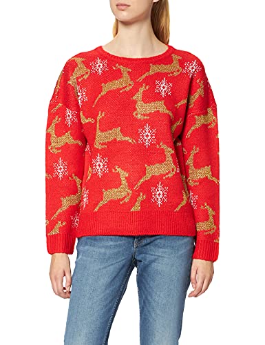 Urban Classics Damen TB4559-Ladies Oversized Christmas Sweater Sweatshirt, red/Gold, S