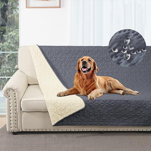 Taiyang 100% wasserdichte Sofabezug für Hund, Hundebettdecke, Hundebettabdeckungsschutz, Couchmöbelschutz für Kinder, Hund, Katze (Grau, 132-208cm)