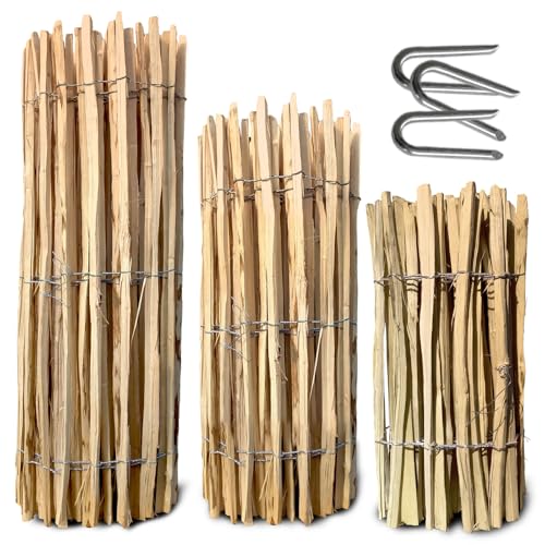 Staketenzaun Gartenzaun Holzzaun Zaunlatte Zaunrolle aus Haselnussholz Ekogarden H-120cm, Abstand-3/5cm, L-5m (100 cm / 3-5 cm / 5 m)