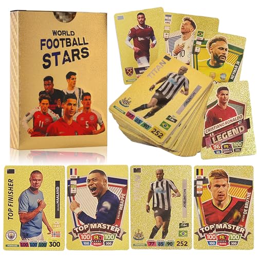 Byhsoep 55 Stück World Cup Fußball Star Karte,Fußball Sammelkarte,UEFA Champions League Ball Fußballkarten,World Cup Trading Cards Für Kinder Teenager und Erwachsene Fans