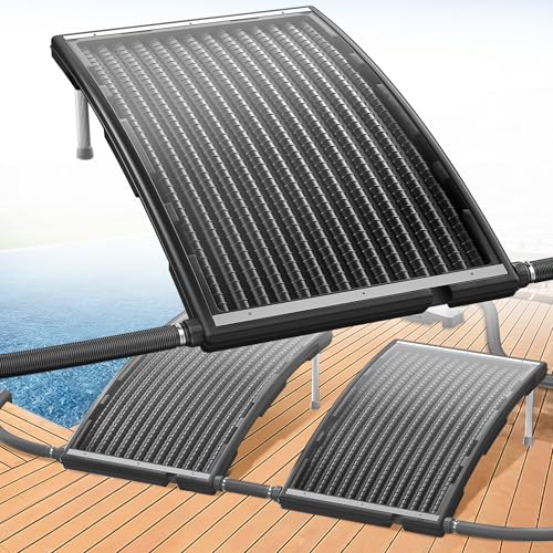 HENGMEI 1X Poolheizung Sonnenkollektor Poolheizungen Solar Heizungen 111.5 x 65cm Pool Heizung Solarmatte für Warmwasser Gartendusche Pool Außen und Innenhöfe, Gebogene Paneele