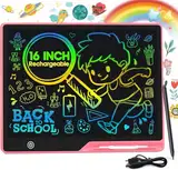 POPERFUN 16 Zoll LCD Schreibtafel Kinder Wiederaufladbar, Umweltfreundlich Maltafel Zaubertafel, Schutz des Augenlichts Zeichenbrett für Kinder 2-10 Jahren Lernspielzeug Geburtstag