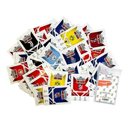 Bundle mit Match Attax Champions League 2024/25 - Trading Cards - 50 Verschiedene, zufällige Karten + Exklusive Collect-it Hüllen