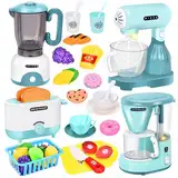 Aragallant Küchengeräte Spielzeug Set, Spielküche Zubehör Geschirr Mit Kaffeemaschine Mixer Toaster Saftextraktor, Küchenmaschine Kinder Rollenspiel Geschenk für Mädchen Jungen ab 3 Jahren