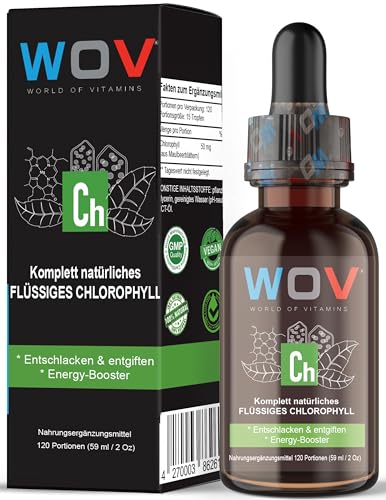 WOV® Chlorophyll Tropfen - 60 ml Flüssig aus reinem Alfalfa (2000 Tropfen) 60 ml aus Maulbeerblättern - mit gereinigtes Wasser (pH-neutral) - ohne Zusätze in Deutschland produziert.