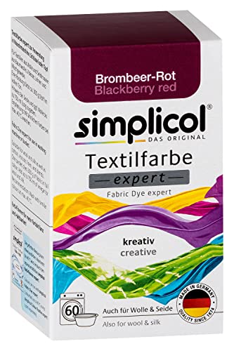 simplicol Textilfarbe expert Brombeer-Rot 1706 - Zum Umfärben und Auffrischen von Kleidung, Waschmaschinenfest, für Baumwolle, Wolle, Seide, Leinen, Viskose & Mischgewebe