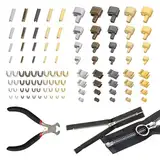 FULHANY 100 StüCkReißverschluss Reparatur Set Metall - ReißVerschluss Reparaturset - ReißVerschluss Stopper - FüR KleidungsstüCke, Koffer, Taschen, Jacken, Jeans, Mit Schneidwerkzeug (5 Farben)