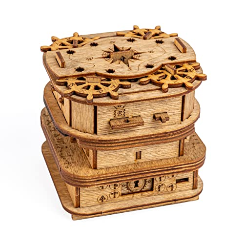 iDventure Cluebox - Davy Jones Locker - Escape Room Spiel - 3D Holzpuzzle - Geldgeschenk Puzzlebox - IQ puzzle - Rätselbox und Geburtstagsgeschenk für Erwachsene - Gadget für männer - Reisespiel