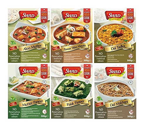 6x Indisches Fertiggericht MIX a 280g aus Indien Tikka Mutter Paneer Curry Dal Palak Makhani