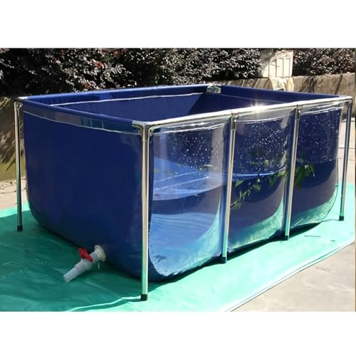 Zfmnoyev Fischteich Aus PVC-Plane Mit Stahlrahmen Großer Aquarienteich Mit Sichtfenster Rechteckige Aufstellbecken Faltbarer Wasserspeicher Für Die Landwirtschaftliche Bewässerung(50x40x30cm)
