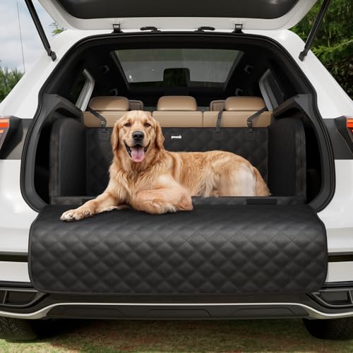 pecute Kofferraumschutz Hund gesteppt mit Seiten und Ladekantenschutz - Schwamm-Antikollisionsschutz - SUV Universal Auto Kofferraum Hundedecke wasserdicht & Kratzfest