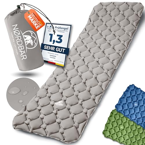 NORDBÄR® Camping Isomatte aufblasbar & Ultraleicht | Iso Luftmatratze kleines Packmaß für Camping, Outdoor & Zelten | Campingmatte, Schlafmatratze, Reisematratze