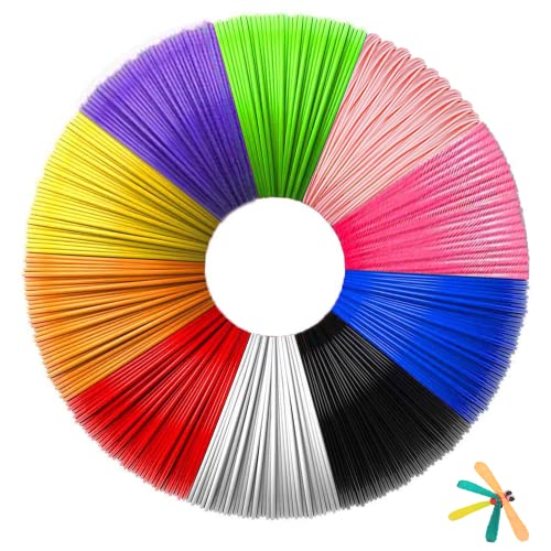 3D Stift PLA Filament 1,75 mm,10 Farben, je 5M, 3D Stift Nachfüllpacks Set, 3D Stift Zubehör für Kinder und Erwachsene Starterset, 3d Pen Filament für 3D Drucker Stift