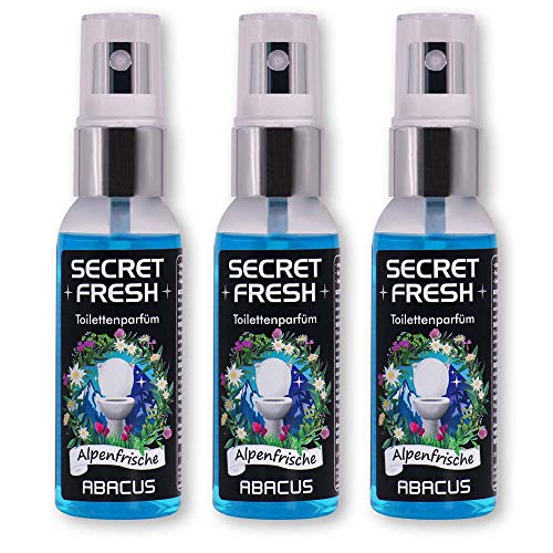 ABACUS® Secret Fresh Toilettenparfüm Alpenfrische, Toiletten Parfüm – verhindert Gerüche & schützt vor peinlichen Situationen – Toiletten Parfum, Secret Fresh Toilettenparfüm 3x 50 ml (7636)