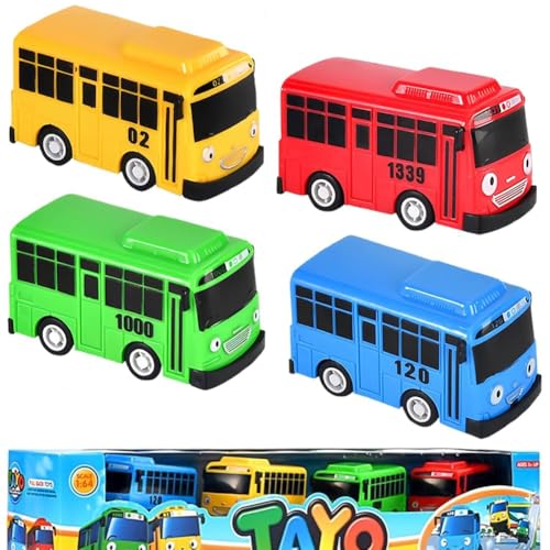 4PCS Mini Bus Spielzeug,Mini Pull Back Spielzeugautos,Bus Modell,Big Pull Back Spielzeugautos,Kreatives Spielzeug für Geschenk, für Jungen und Mädchen (7CM)