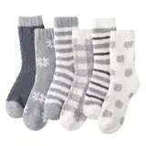 ILovDaisy Kuschelsocken Damen 6 Paare Warme Flauschige Socken, Weihnachtssocken, Dicke Wintersocken Haussocken, Bettsocken Schlafsocken Thermosocken für Weihnachten als Geschenke