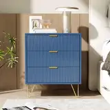 BLSYHDH Nachttisch, Holz, mit 3 Schubladen, dunkelblau, geeignet für jedes Bett und jedes Schlafzimmer (Set 1 Stück)