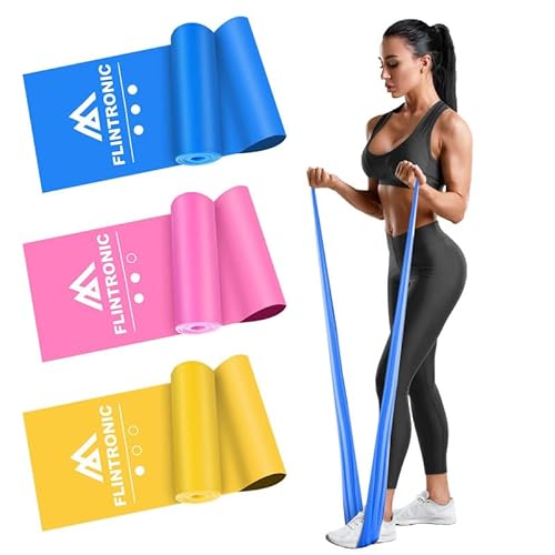 Flintronic Fitnessbänder, 1,5M Lang Widerstandsbänder in 3 Stärke, Gymnastikband Resistance Bands für Crossfit, Widerstandsbänder-Set