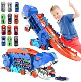 Transporter Truck Spielzeugautos mit 12 Rennautos, tragbares Dinosaurier Truck Spielzeugauto, für Jungen im Alter von 3, 4, 5, 6 Jahre alt Kinder Jungen Geschenk