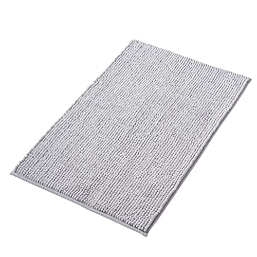 Decomira Badematte rutschfest | Als Badteppich Set kombinierbar | Badezimmer-Teppich Bad-Vorleger waschbar aus Chenille | Duschvorleger für Dusche, Badewannen, WC Deko | Grau - 40x60 cm