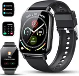 Smartwatch Herren Damen mit Telefonfunktion, 1,85" Zoll Voll Touchscreen Fitnessuhr, 112+Sportmodi, IP68 Wasserdicht Smart Watch mit Herzfrequenzmonitor Schlafmonitor Schrittzähler,Uhr für Android iOS
