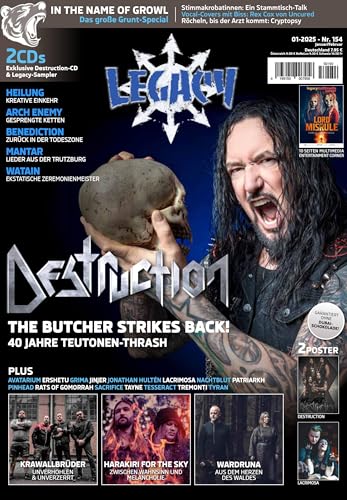 LEGACY MAGAZIN: THE VOICE FROM THE DARKSIDE: Ausgabe #154 (1/2025) mit DESTRUCTION samt exklusiver CD-Beilage sowie KRAWALLBRÜDER, WARDRUNA und HARAKIRI FOR THE SKY