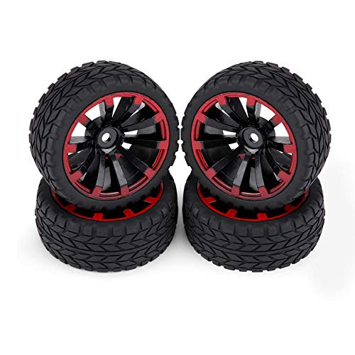 4 Stücke Fernbedienung Auto Gummireifen Racing Off-Road Fahrzeug Felge für RC 1:10 Autoteil(Kornmuster)
