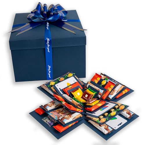 Explosionsbox, Überraschungsbox, Geschenkbox für Süßigkeiten, Surprise Box, Geburtstag, Geschenke für Frauen, Männer, Kinder und besondere Tage (blau)