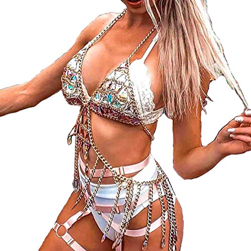 Sethain Boho Körperkette Gold Quaste Bikini Ketten Sommer Strand Acryl Körperzubehör Schmuck für Frauen