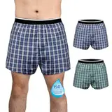 TIICHOO Inkontinenz Pants Männer Waschbar Regelmäßige Saugfähigkeit Inkontinenz Slip Herren Schwarz Bund Auslaufsichere Boxershorts 2er Pack (X-Large, Blau Kariert& Grün Kariert)