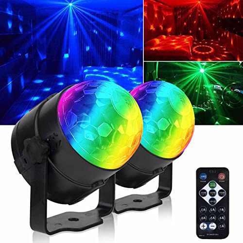 2er-Pack Discokugel Partylicht mit Fernbedienung, musikgesteuert, tragbar für draußen und drinnen, USB-Stecker, DJ Licht, Party Gadgets, Discolicht, Stroboskop-Bühnenlicht als Partybeleuchtung