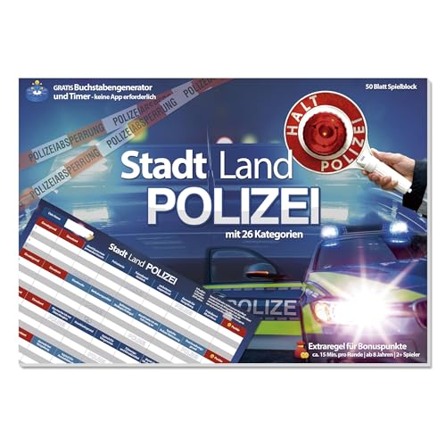 Der Krämer Stadt Land Polizei (DIN A4) Spielblock | Partyspiel | Geschenkidee | Stadt Land Fluss