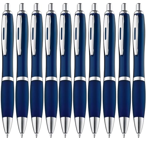 ZENSCRIBE® Ergonomische Kugelschreiber 10 Stück, Premium Kugelschreiber Set Hochwertig, Rutschfester Kulli für einfaches & weiches Schreiben, Blauschreibender Kugelschreiber Blau