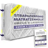 Single Matratzen Schutzhülle (225cm x 120cm x 30cm) - wasserdichte Matratzensack Schutzhülle - Robuste Matratzenhülle für Umzug & Lagerung - Schützt Gegen Schädlingsbefall, Flecken & Staub
